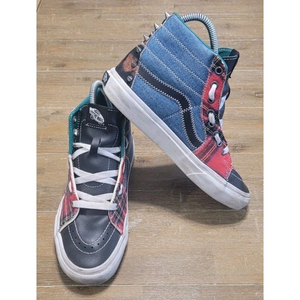 VANS Off The Wall Sk8Hi Tartan Daze Punk Spike Skate Sneakers Mens 6 Womens 7.5